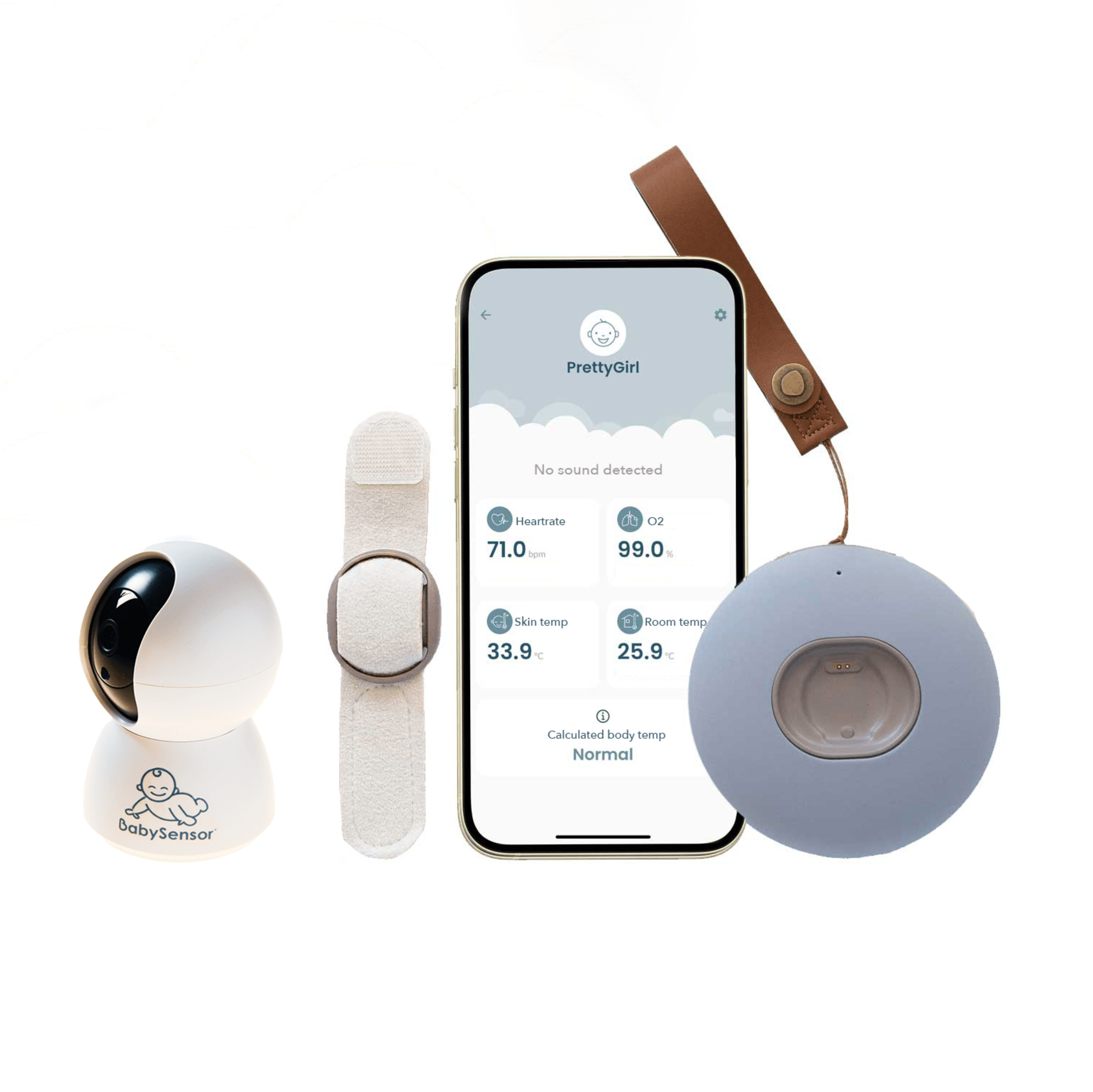 BabySensor Relax Chytrý senzor pro děti 0m-5let SET s HD kamerou, pásek ruka/noha