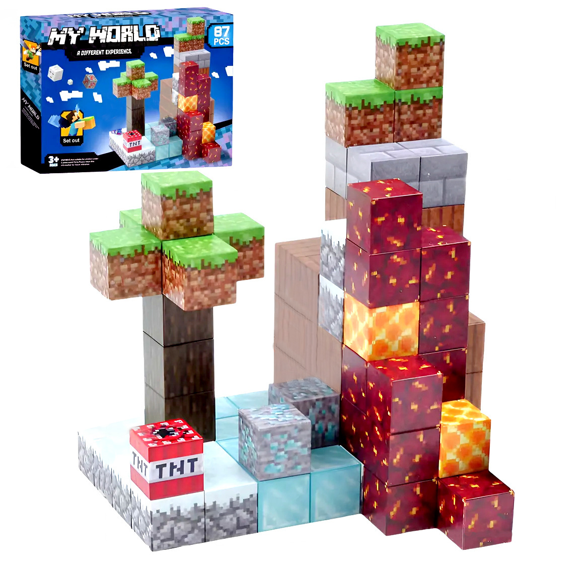 Levně Toybit Magnetická stavebnice Minecraft Diamond Lava TNT 87ks