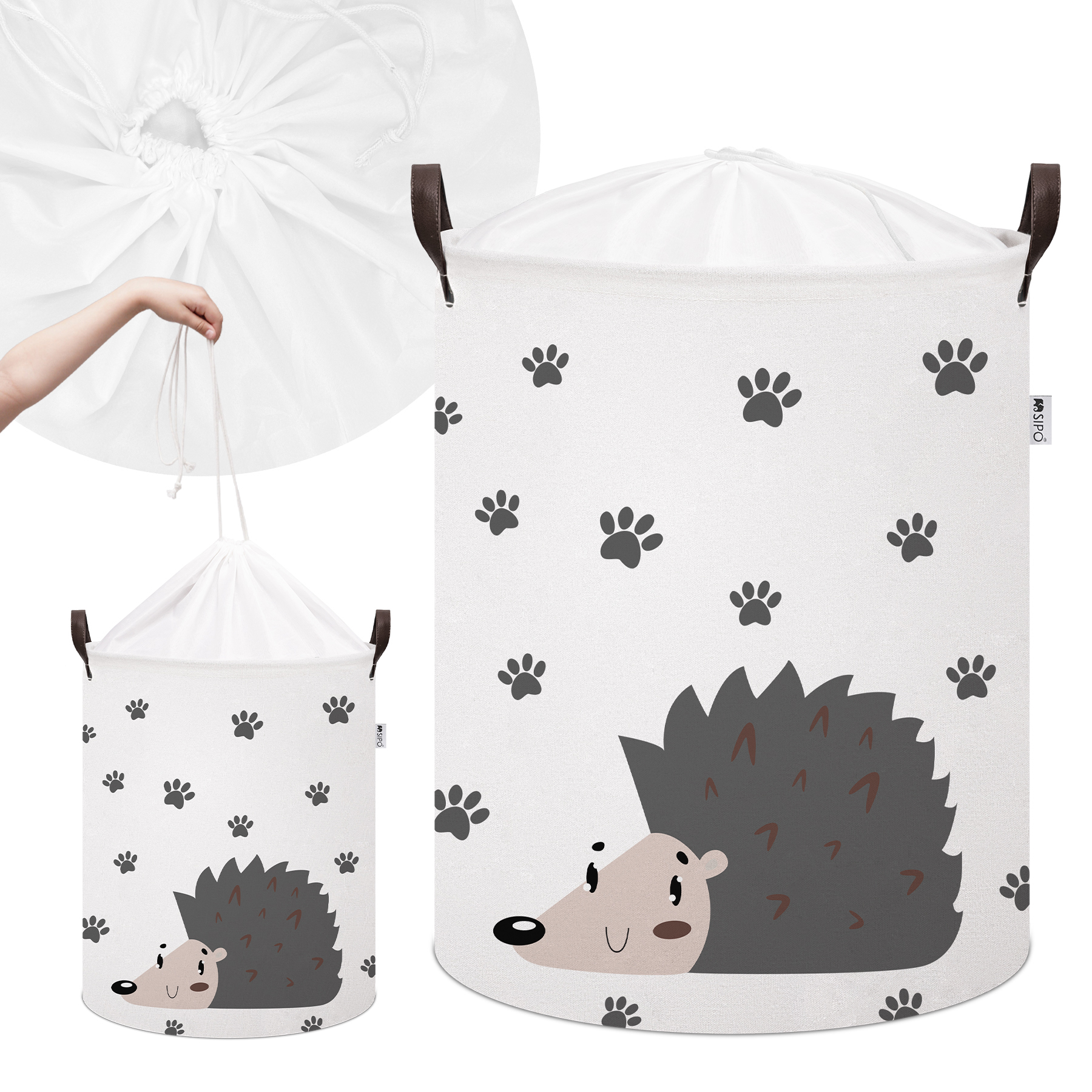 Sipo Koš na hračky se šňůrkou, skládací bavlněný / 43 l, Hedgehog