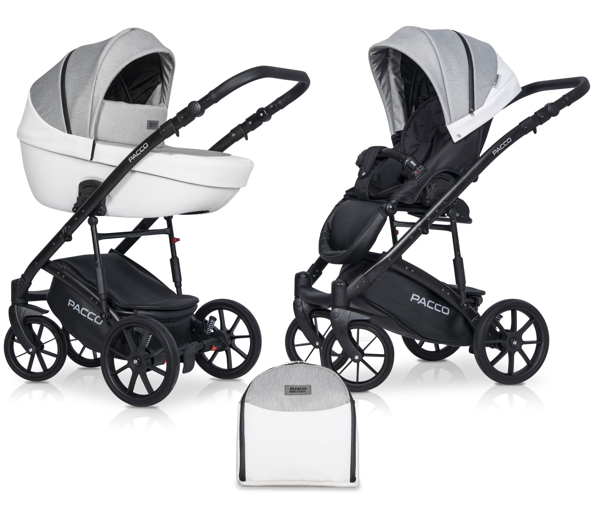 Levně Kombinovaný kočárek Riko Basic Pacco Grey Fox