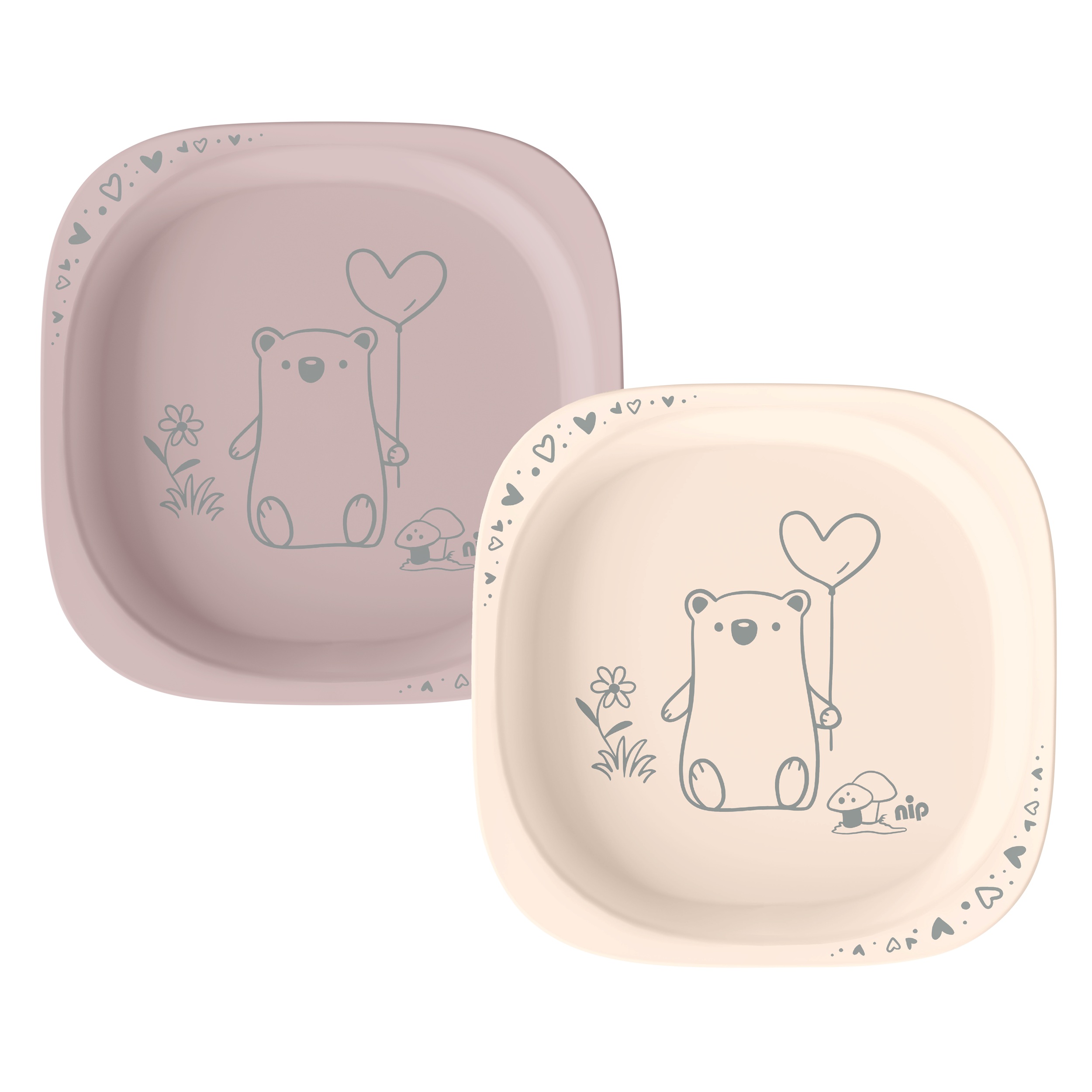 Levně NIP NATURE line talířek, 2ks, 4m+, pink