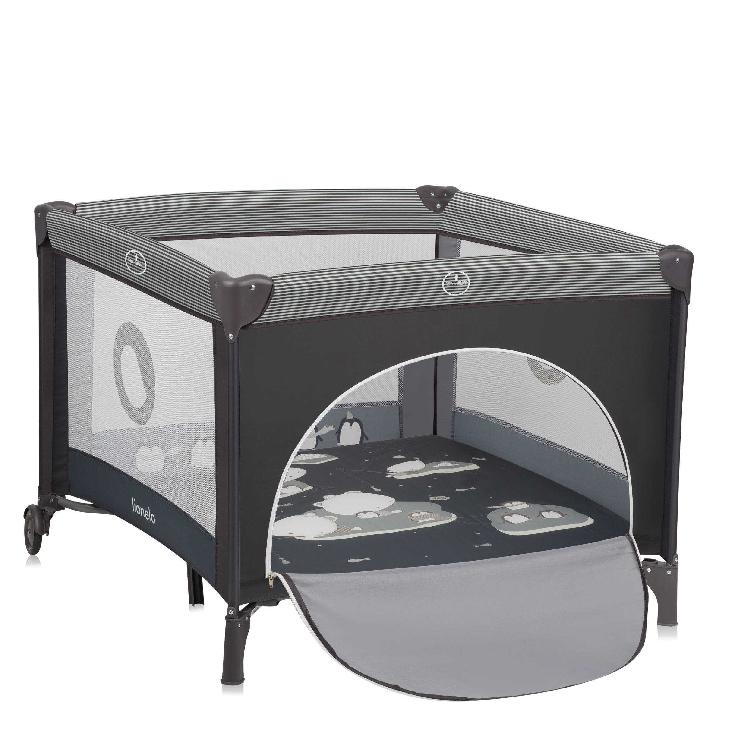 Levně Lionelo dětská ohrádka Bonnie 100 x 96 cm Farba: Grey Scandi