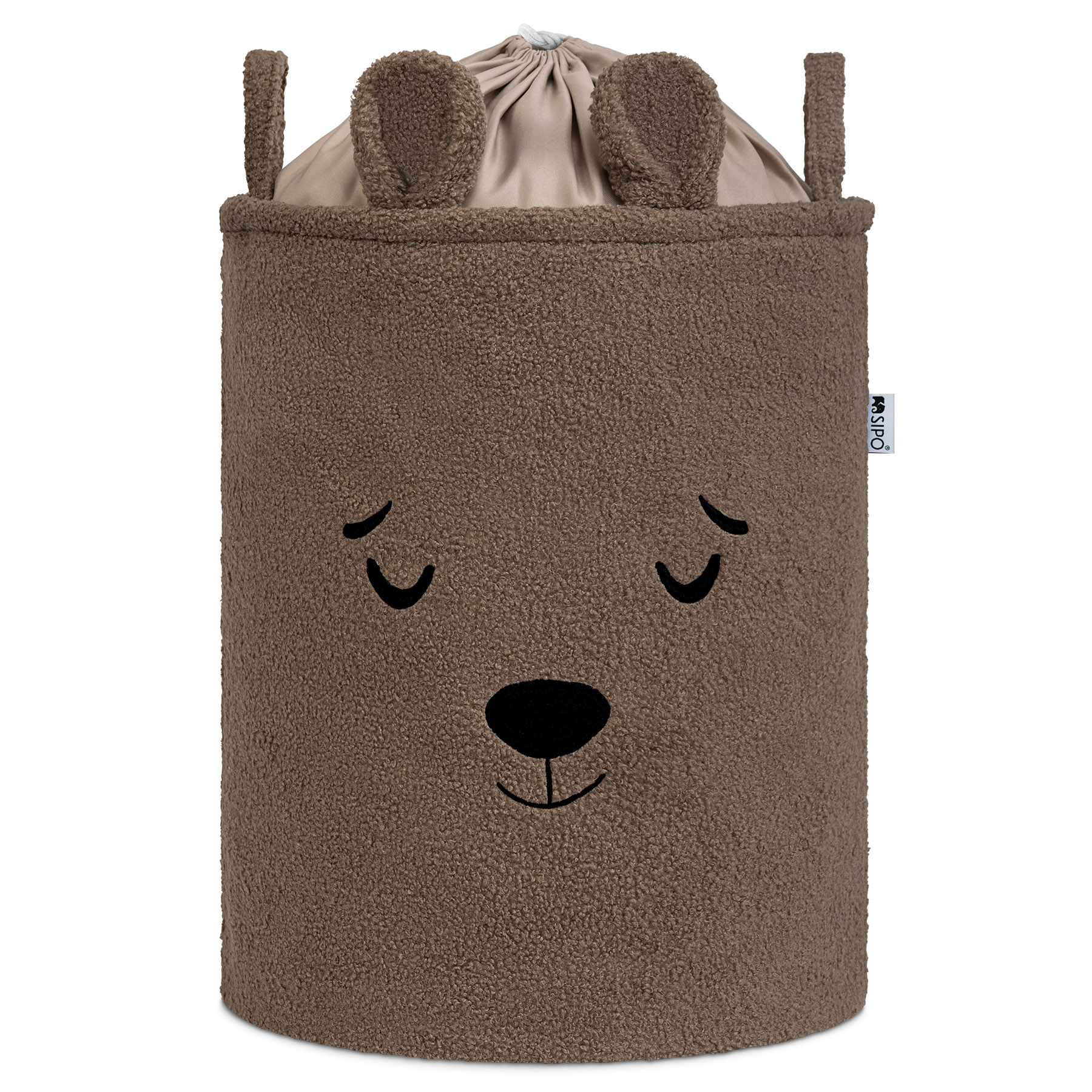 Levně Sipo Koš na hračky Premium Bouclé se šňůrkou / 43 l, Bear (Brown)