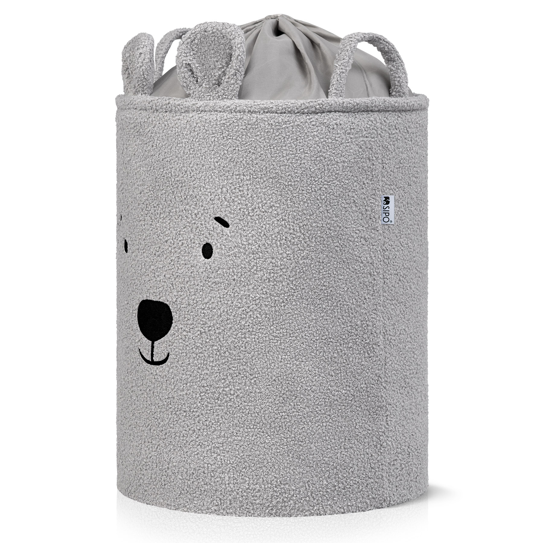 Sipo Koš na hračky Premium Bouclé se šňůrkou / 43 l, Bear (Grey)