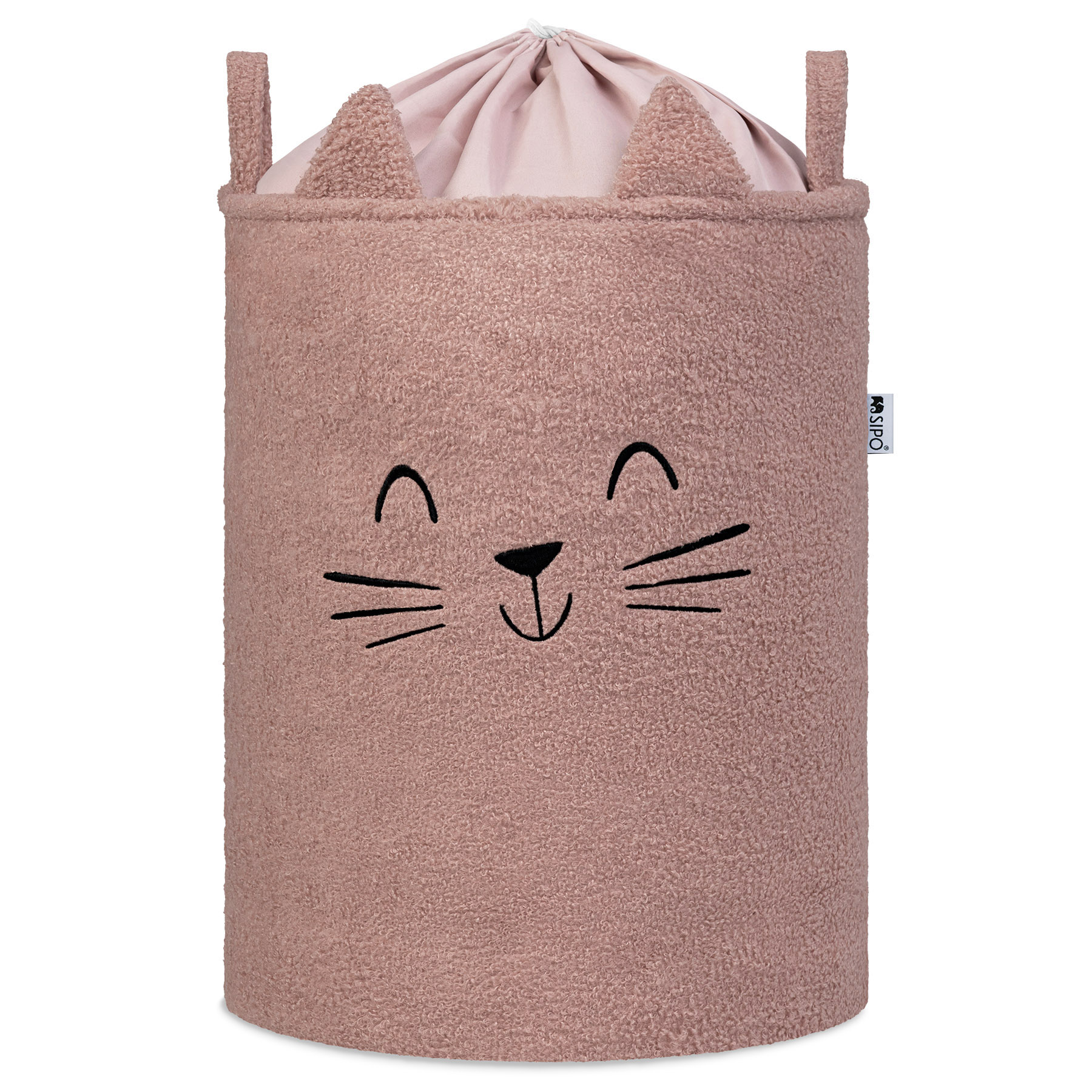 Levně Sipo Koš na hračky Premium Bouclé se šňůrkou / 43 l, Cat (Pink)