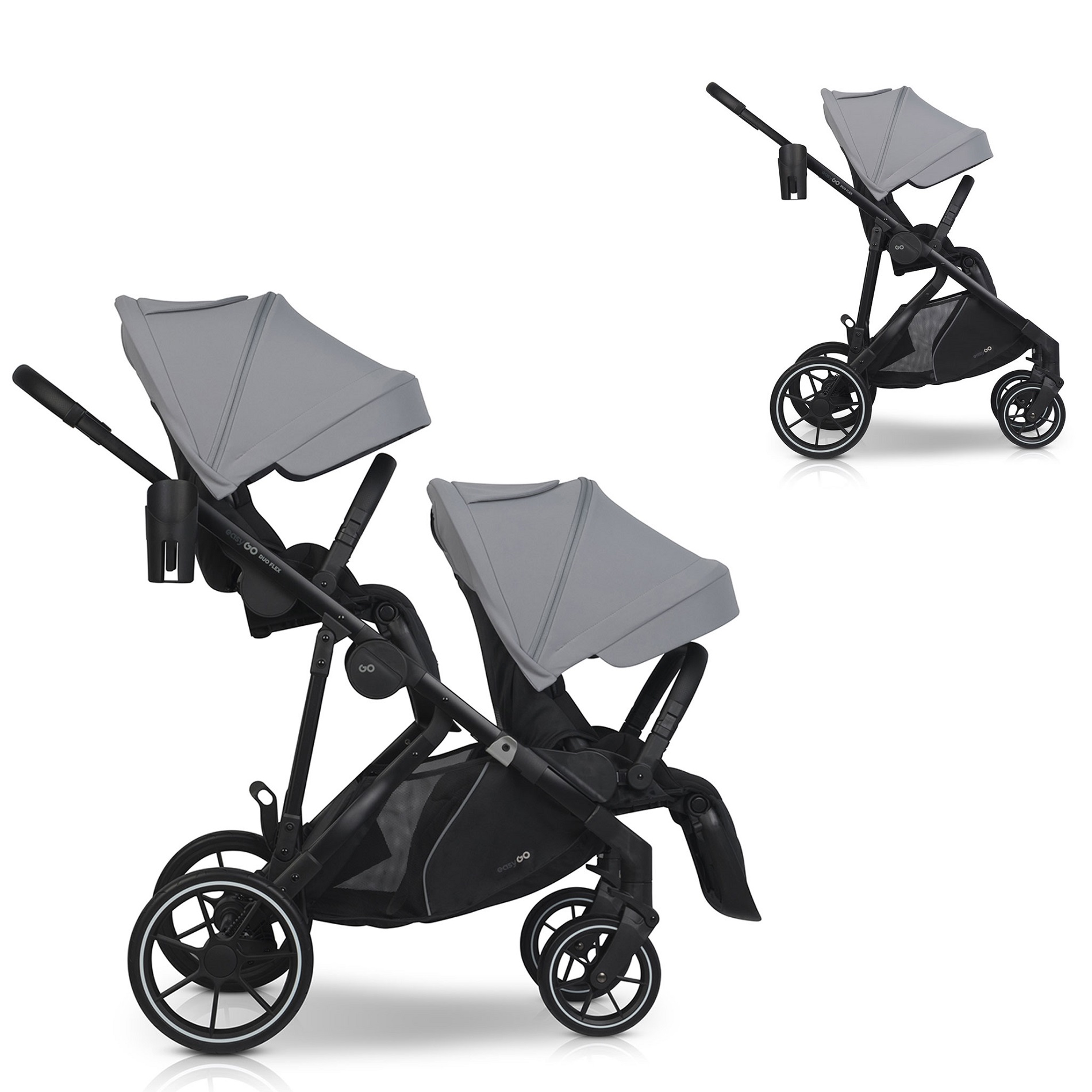 Sourozenecký kočárek EasyGo Duoflex Cloudy Grey 2 sportovní části
