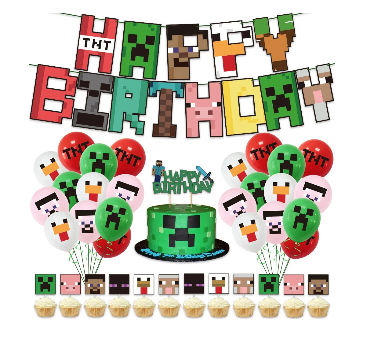 FunCo Velká narozeninová sada Minecraft Pixel 49ks