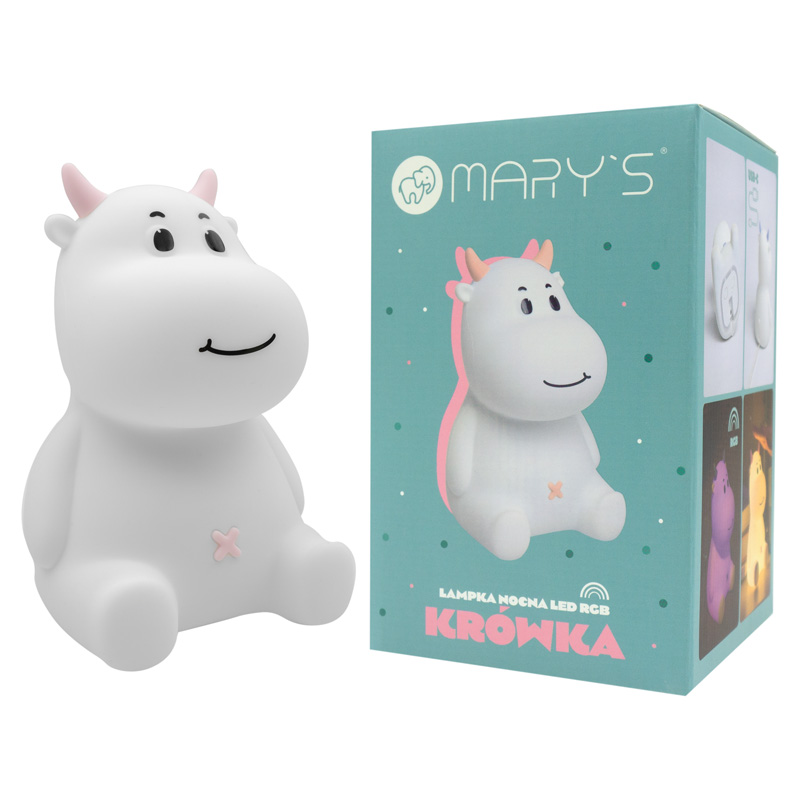 Mary's LED silikonová noční lampička RGB - kravička, růžová