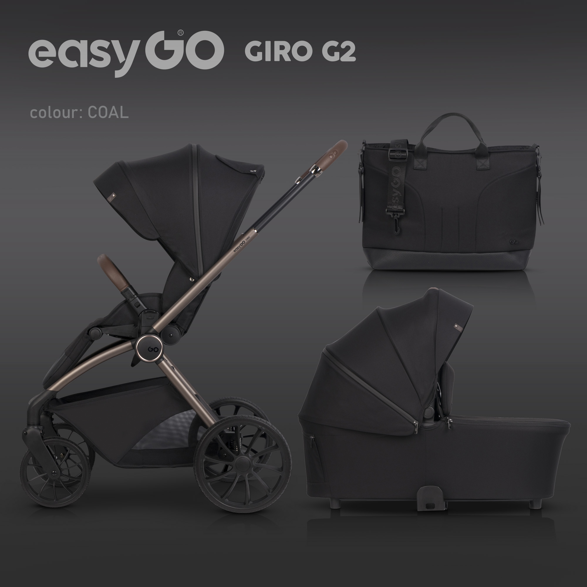 Kombinovaný kočárek EasyGo Giro G2 2v1 Coal