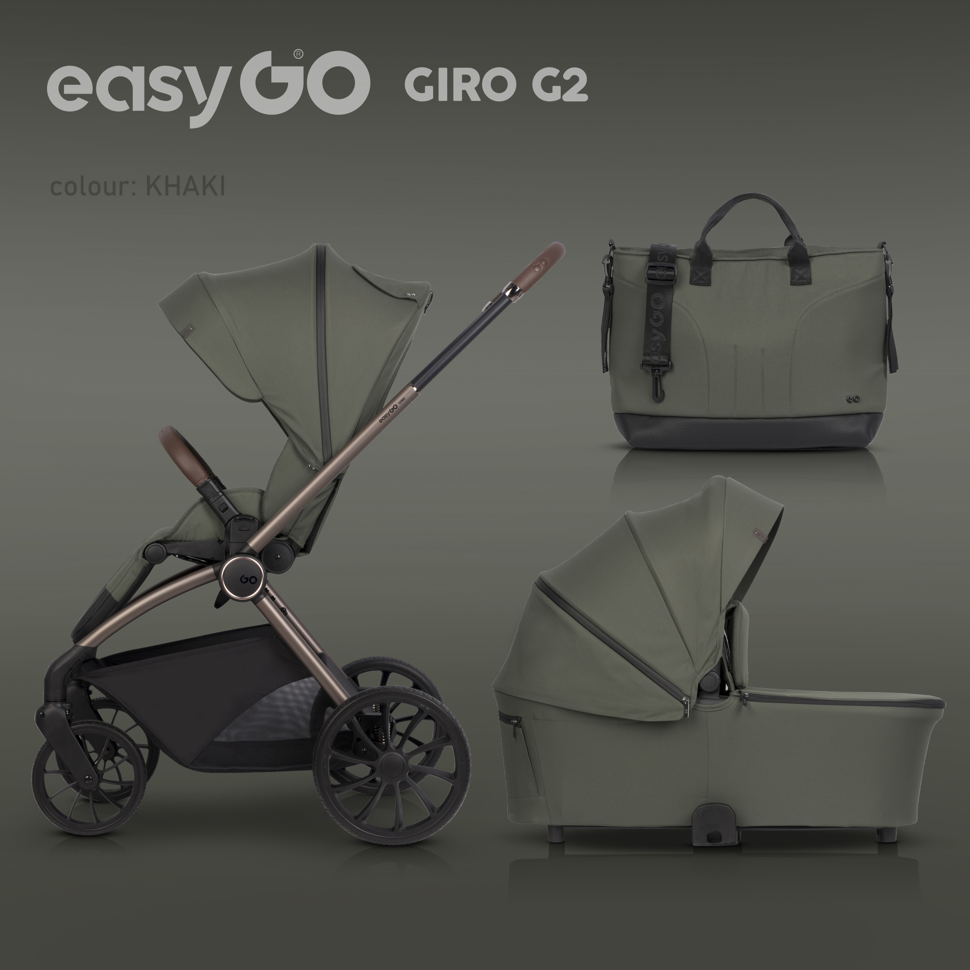 Kombinovaný kočárek EasyGo Giro G2 2v1 Khaki
