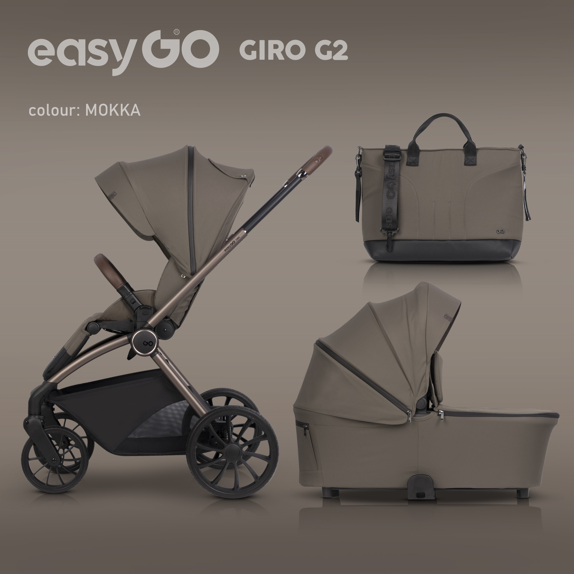 Kombinovaný kočárek EasyGo Giro G2 2v1 Mokka