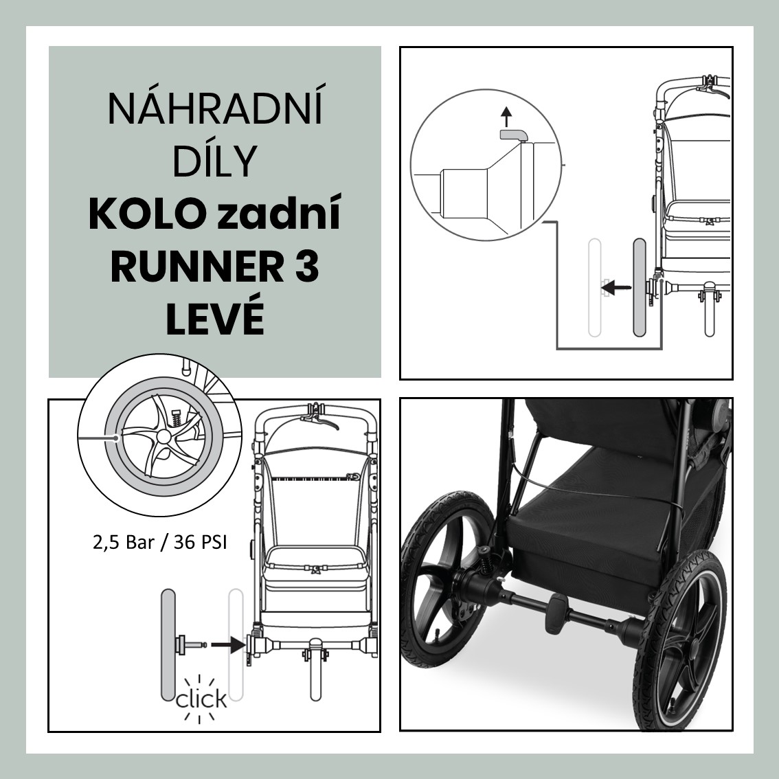 Hauck KOLO zadní Runner 3 levé