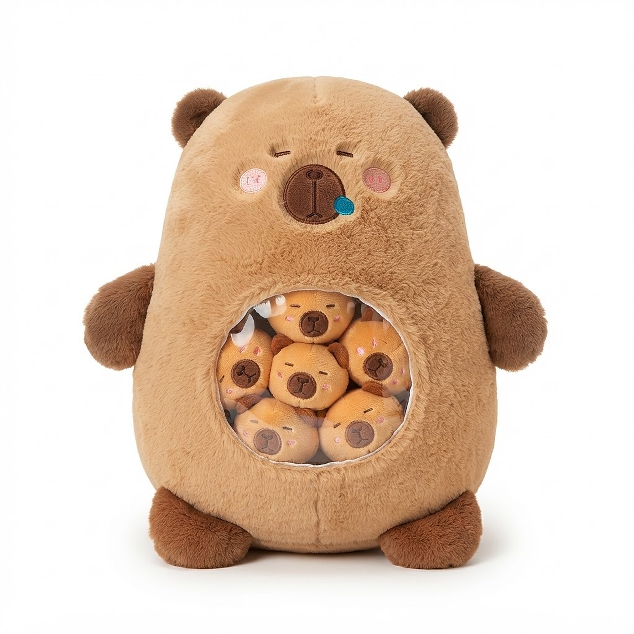 Plush Maxi plyšová kapybara s miminkama 40cm 7v1
