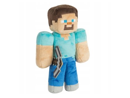 PHPL1985A plysova hracka minecraft steve diamantovy s krumpacem 27cm