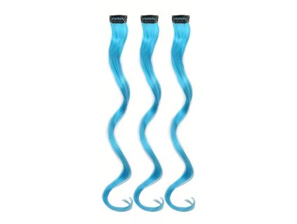 OPBH2347A vlnity pricesek modry se sponkou 35cm blue curly extension 3ks