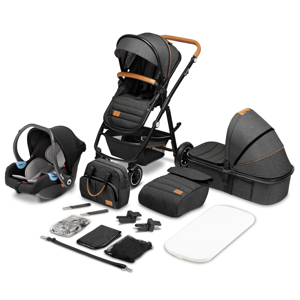 Lionelo kombinált babakocsi Amber 3 az 1-ben Szín: Grey Graphite