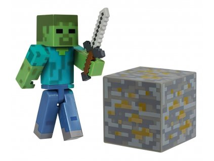 Figúrka Minecraft Zombie Steve s príslušenstvom 7cm