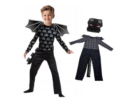 OPBH1856A detsky kostym minecraft ender dragon 128 134 l