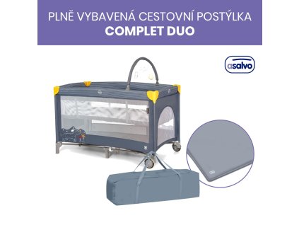 Asalvo COMPLET DUO cestovná postieľka (závesné lôžko, hrací oblúk), puppy