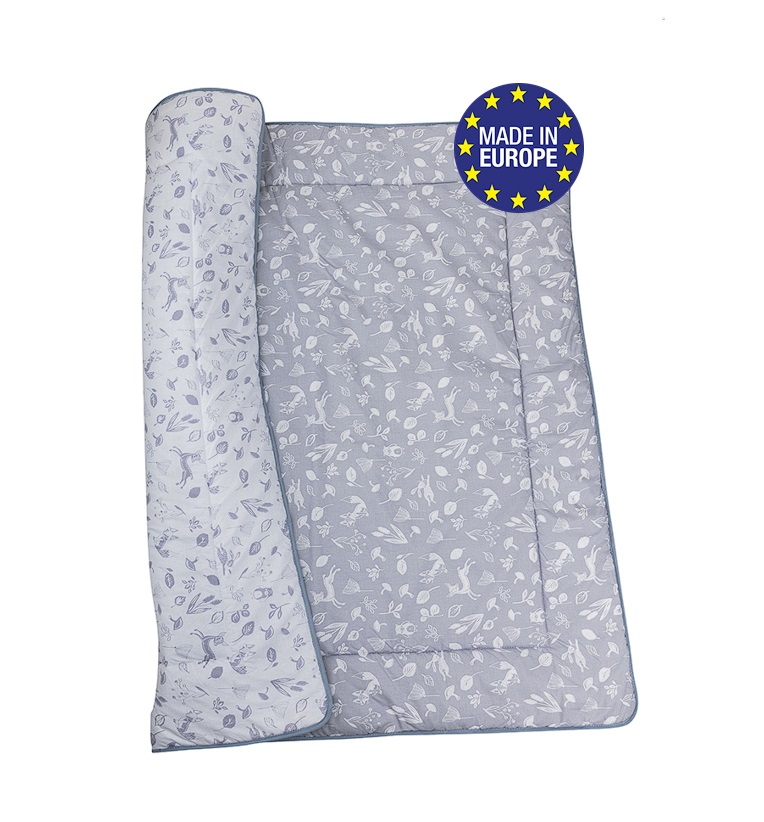 Bomimi HRACIE deka 120x120, bavlna, obojstranná LESNÉ ZVIERATKÁ, SIVÁ