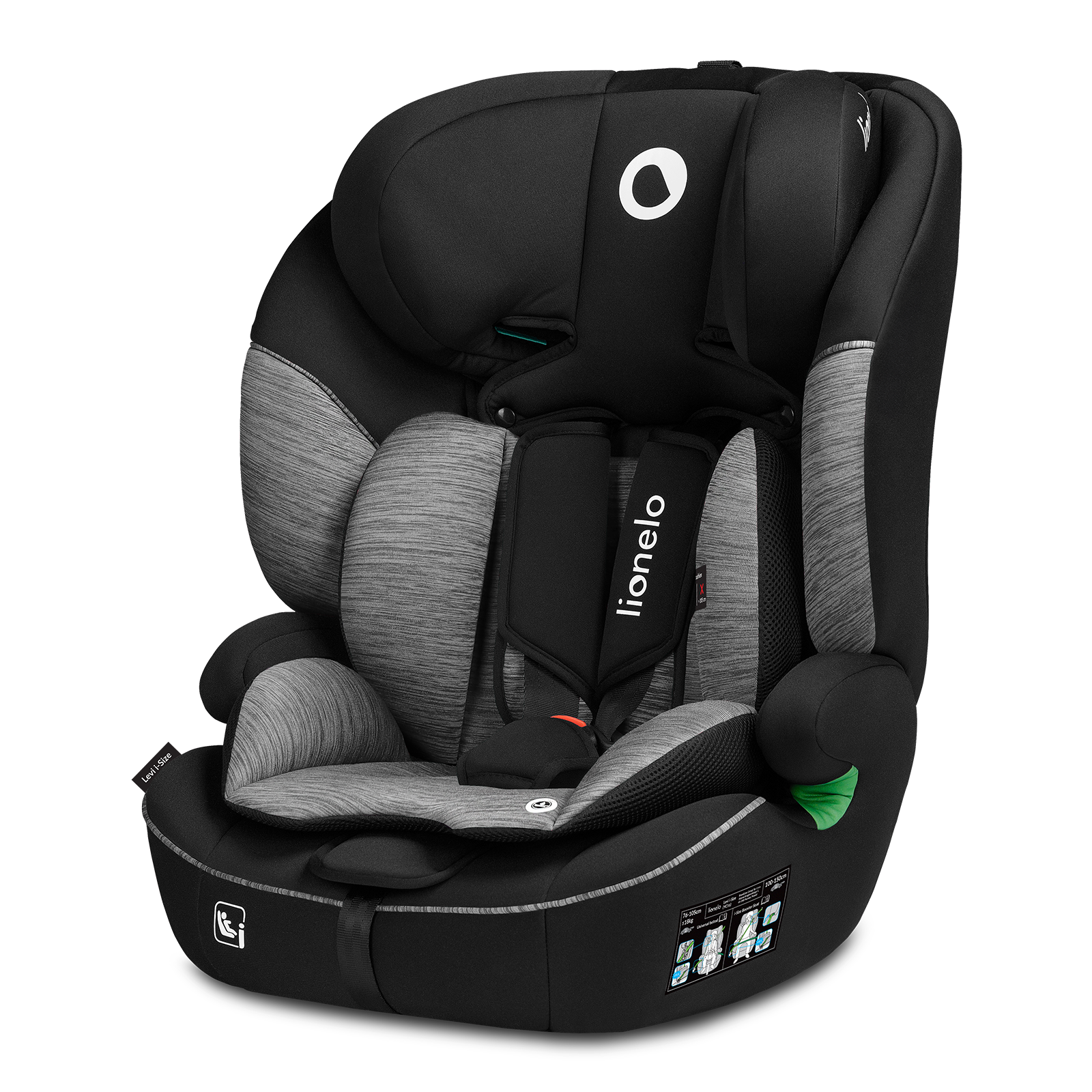 Autosedačka Lionelo Levi I-Size 76 - 150 cm Farba: Black Grey