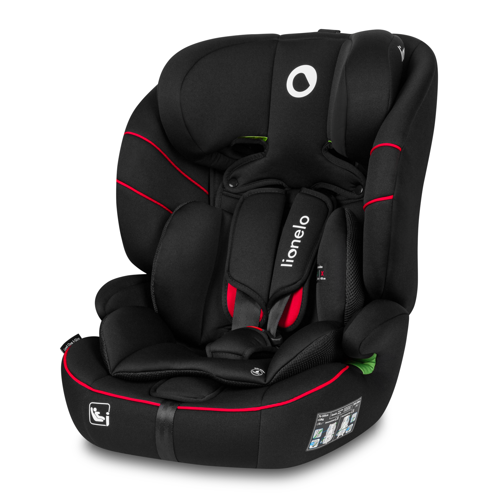 Autosedačka Lionelo Levi I-Size 76 - 150 cm Farba: Sporty Black