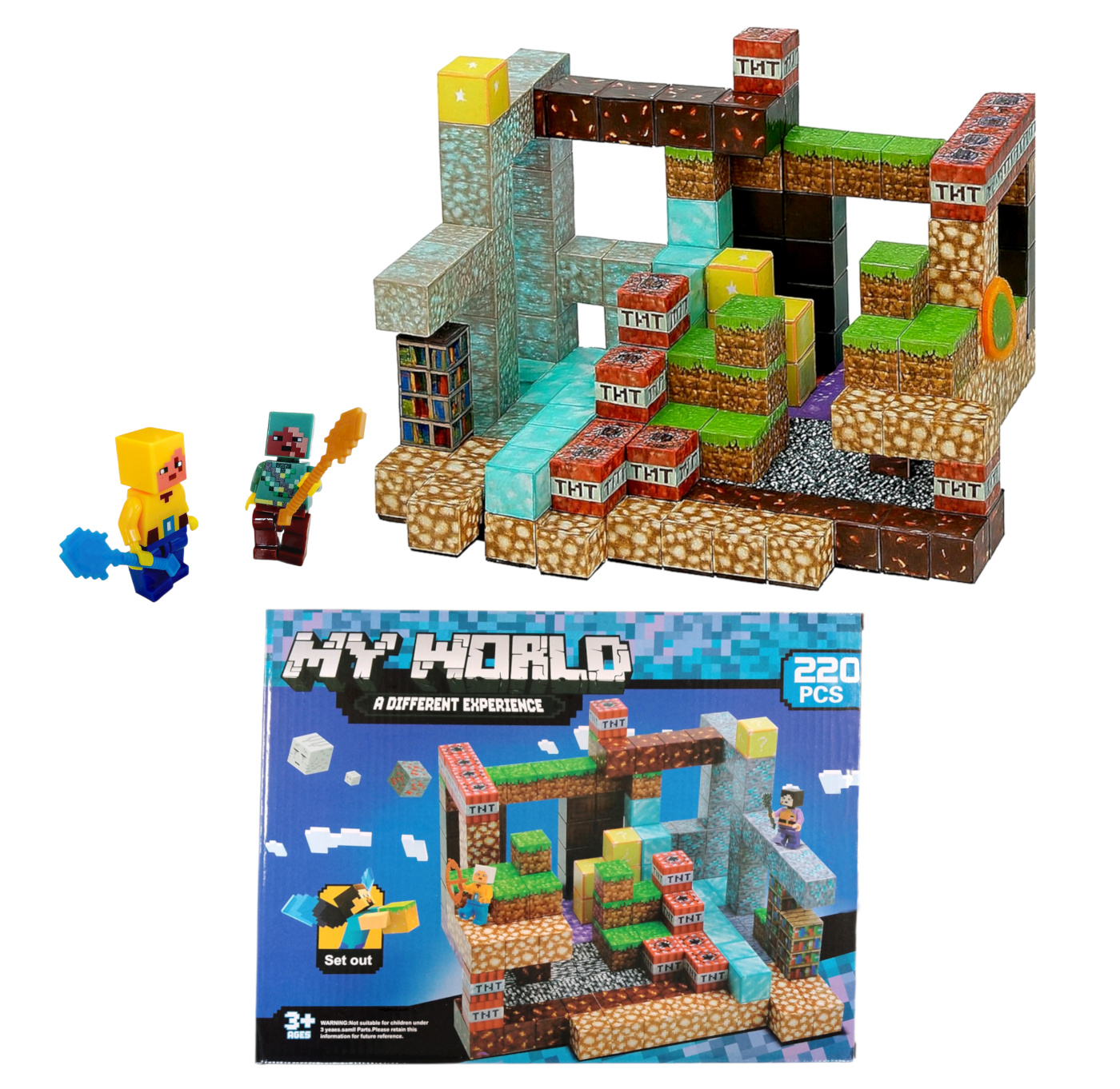 Veľká magnetická stavebnica Minecraft Iron Diamond Gold TNT 220ks