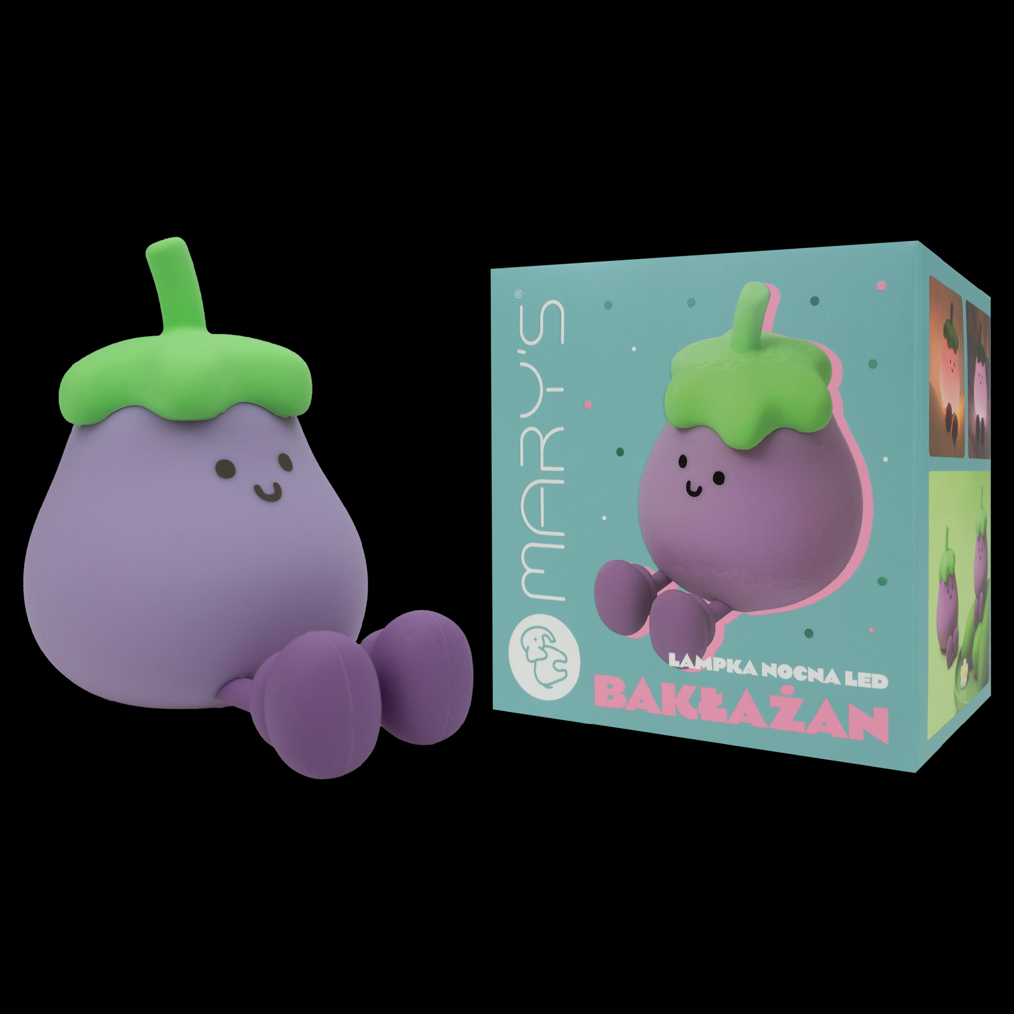 Mary's LED silikónové nočné svetlo - baklažán