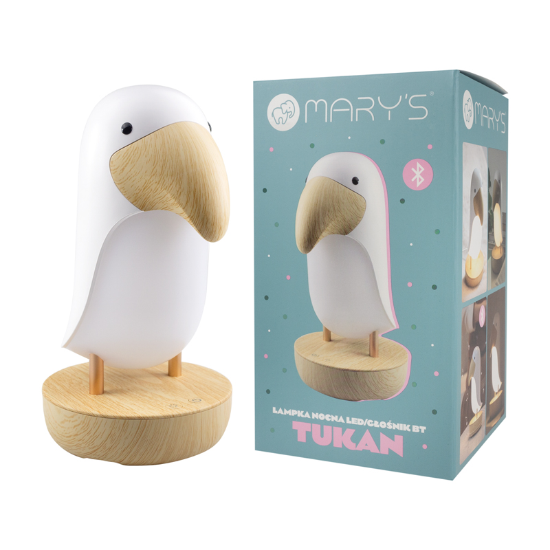 Mary's LED nočné svetlo a Bluetooth reproduktor 2v1 - tukan, biely
