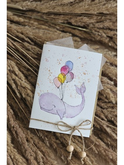 Přání s veselou velrybou pro holčičku