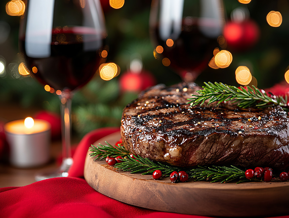 steak-cutting-board-with-2glass-red-wine