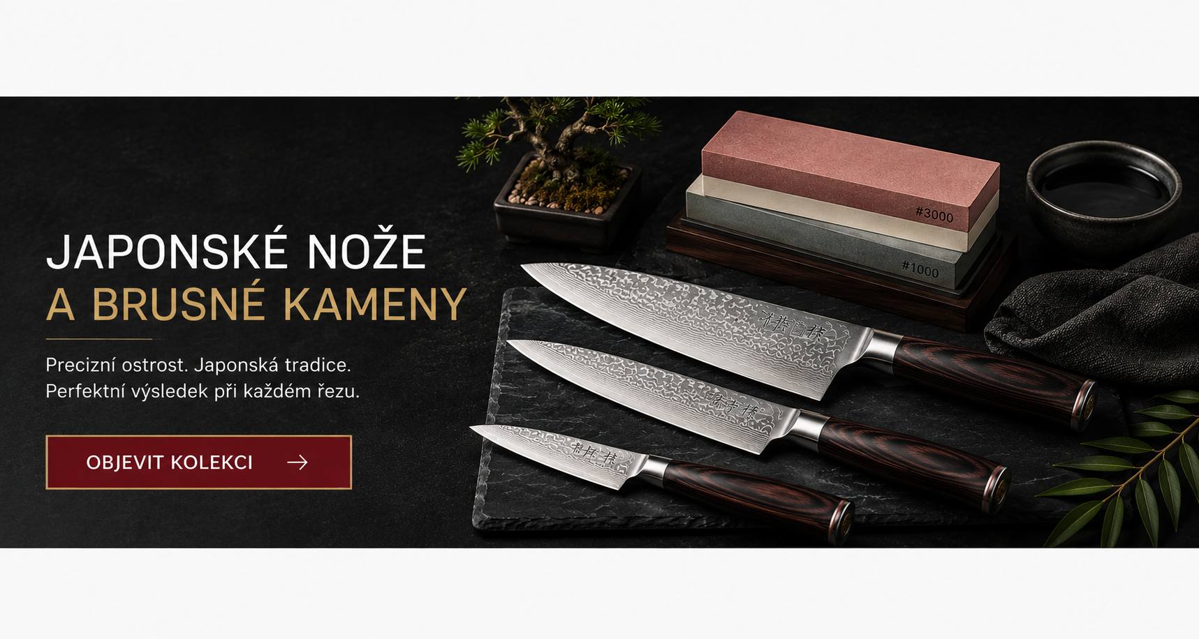 Tradiční japonské nože od značek Kiya Hamono a Suncraft Japan, vysoká kvalita a precizní zpracování.