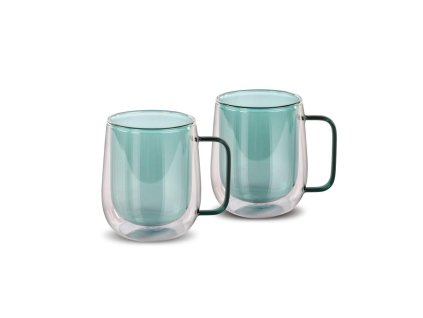 Set termo sklenic Lamart LT9124 VASO Tea 2×250 ml – dvoustěnné sklenice na čaj se zeleným dnem