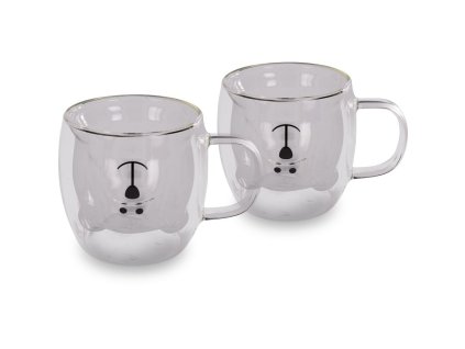 Set termo sklenic Lamart LT9125 VASO BEAR 2×250 ml – dvoustěnné čiré sklenice na čaj a kávu