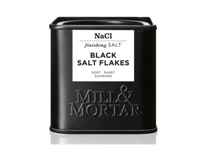 Mill & Mortar černá mořská sůl 80 g – plechová dóza, přední pohled