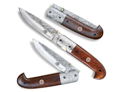 Dellinger d2 kizama rose wood, pohled na zavřený a otevřený nůž
