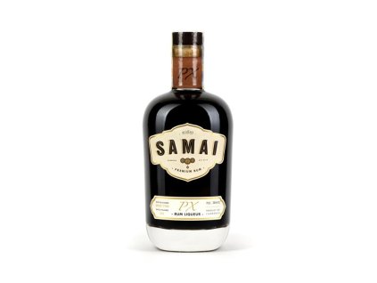 Láhev rumového likéru SAMAI PX 8 let – čelní pohled