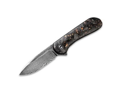 Cvivi elementum c907c ds3 copper shred carbon fiber damascus celkový pohled na nůž