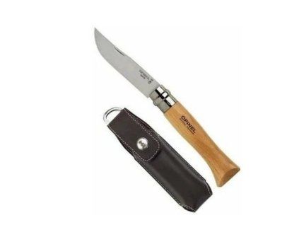 Opinel no 8 celový pohled s koženým pouzdrem