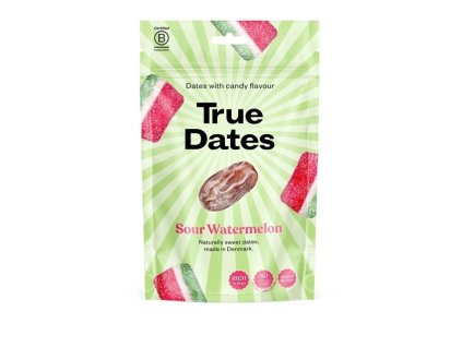 Balení True Dates – datle s příchutí kyselý meloun 100 g