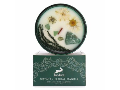 pohled na sojovou svíčku Hop Hare Magická Květinová svíčka s Krystali- Kouzelník