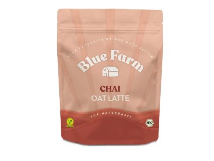 čelní pohled na Blue Farm Ovesné chai latte BIO 300 g | Bezkofeinové latte s reishi a chai kořením