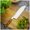 kuchyňský nůž Santoku 150 mm Dellinger Essence Dámička na dřevěném prkénku