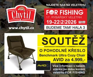 Pro všechny návštěvníky našeho stánku na FOR FISHING 2026 v Praze máme připravenou soutěž o křeslo AVID Benchmark Ultra...