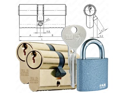 Sada FAB KOMBI 8 80RSH mosaz 2 ks 6 klíčů