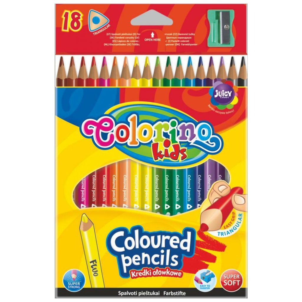 Trojhranné pastelky - Colorino - 18 barev + ořezávátko