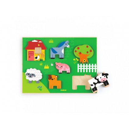 Djeco - Dřevěné puzzle Farm Story