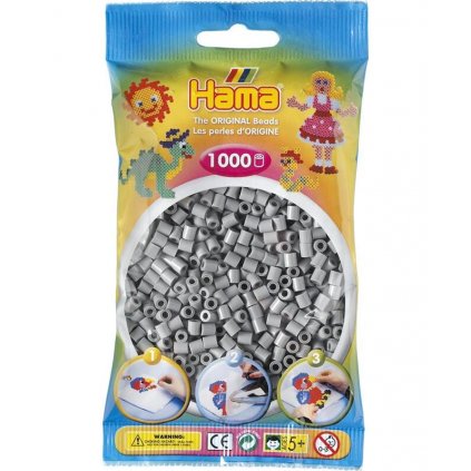 HAMA - zažehlovací korálky - šedá - 1.000 ks