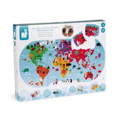 Janod - Hračka do vody puzzle Mapa sveta 28 ks