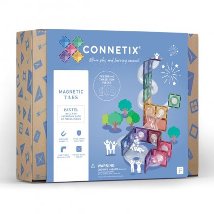 Connetix - Magnetická stavebnice - rozšiřující sada - kuličková dráha 80 dílů - pastelové barvy